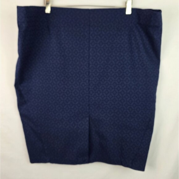 Cato Women's Skirt Plus Size 24W Navy Blue Pencil Skirt Back Slit Elastic Waist - Picture 6 of 8